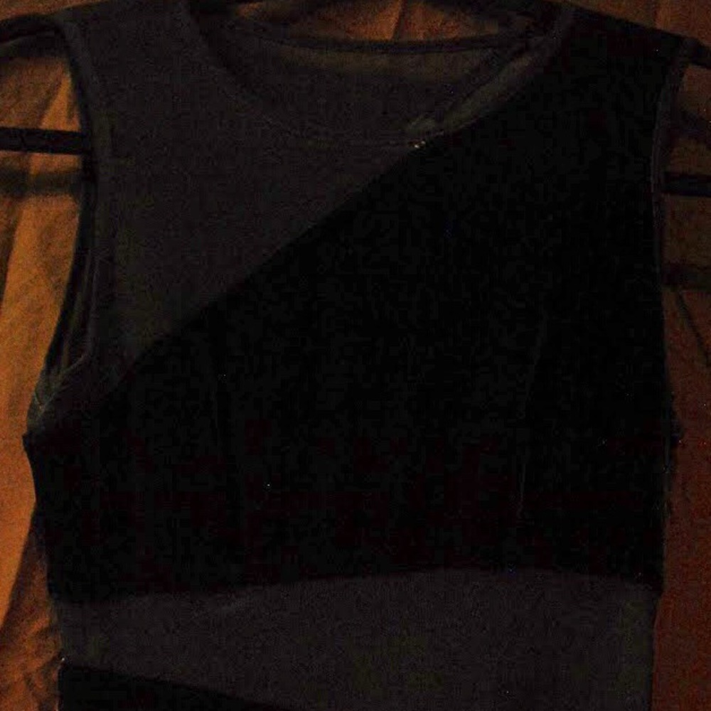 Long asymmetric velvet mesh cut out dress
